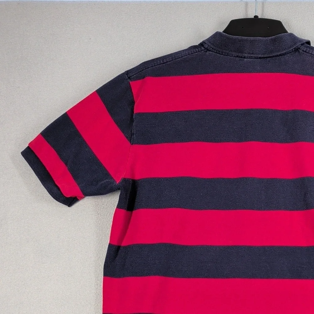 Polo Ralph Lauren Polo Shirt Mens‎ XL Red Navy Blue Striped Cotton Short Sleeve